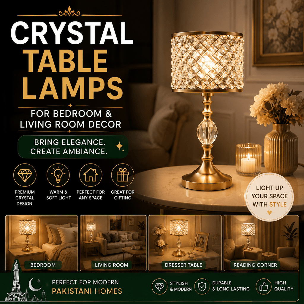 Crystal Table Lamps for Bedroom and Living Room Decor