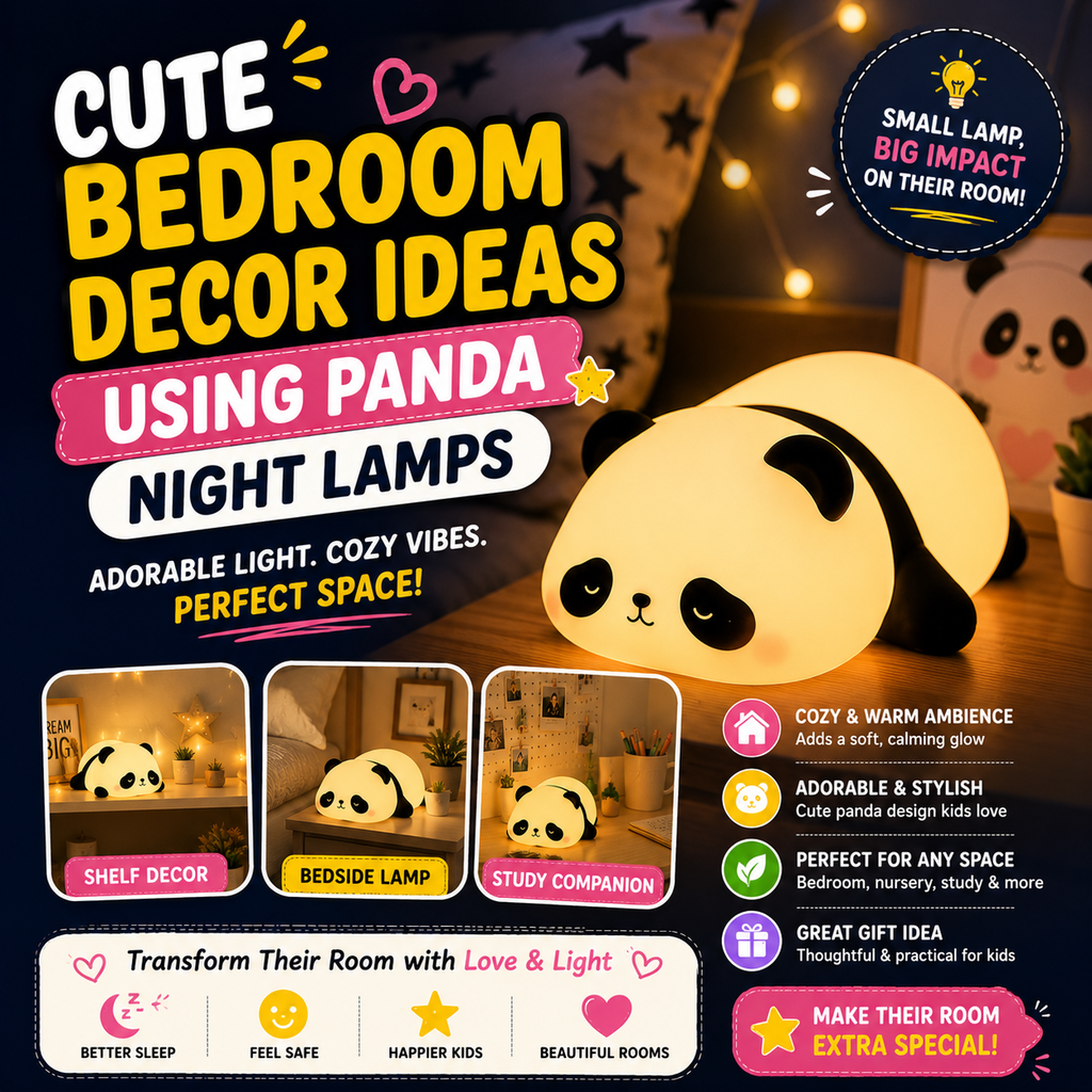 Cute Bedroom Decor Ideas Using Panda Night Lamps