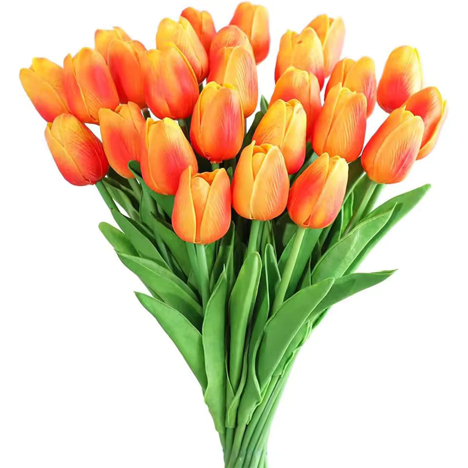10Pcs Artificial Tulip Flowers – Real Touch Artificial Tulips for Vase, Wedding Decor, DIY Bouquet & Home Decoration