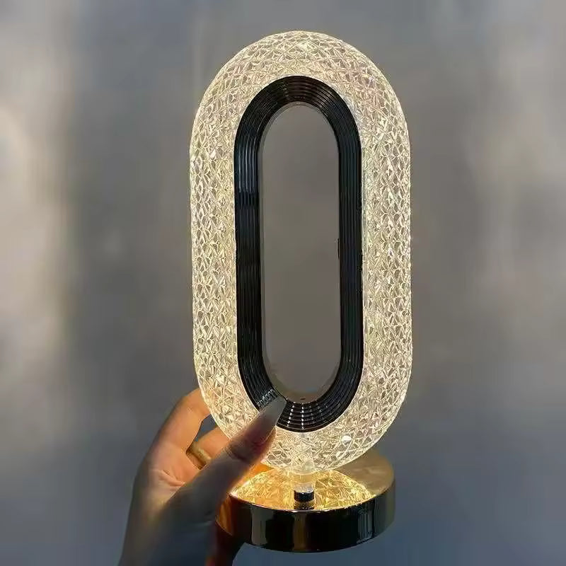 Crystal LED Table Lamp – USB Rechargeable Touch Dimming Bedside Light | Modern Home Decor Items In Pakistan