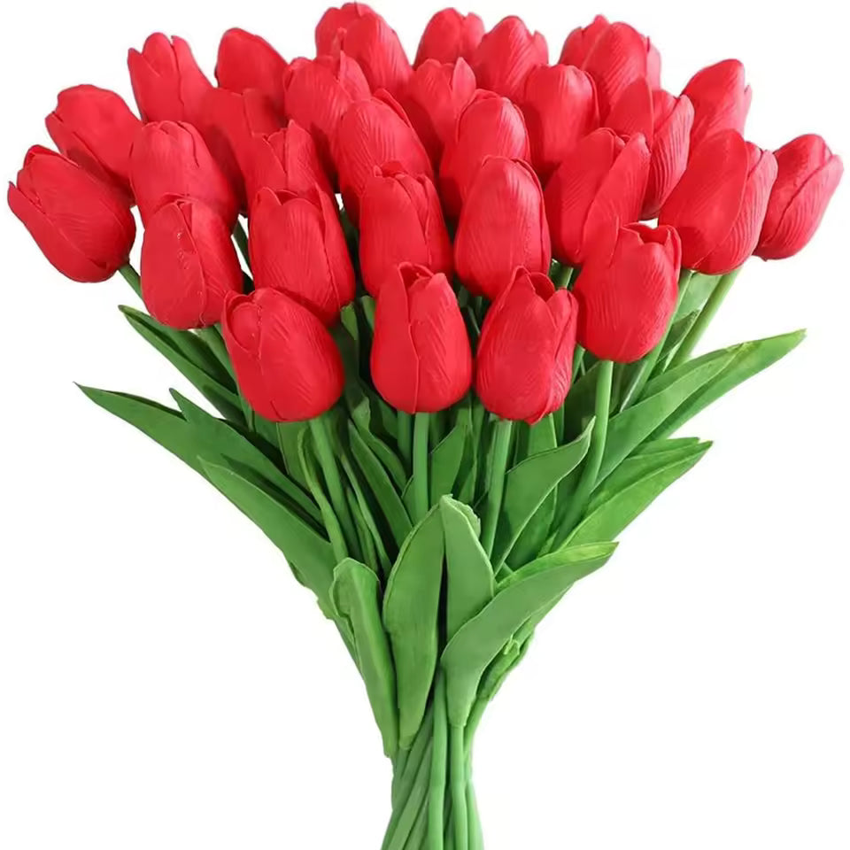 10Pcs Artificial Tulip Flowers – Real Touch Artificial Tulips for Vase, Wedding Decor, DIY Bouquet & Home Decoration