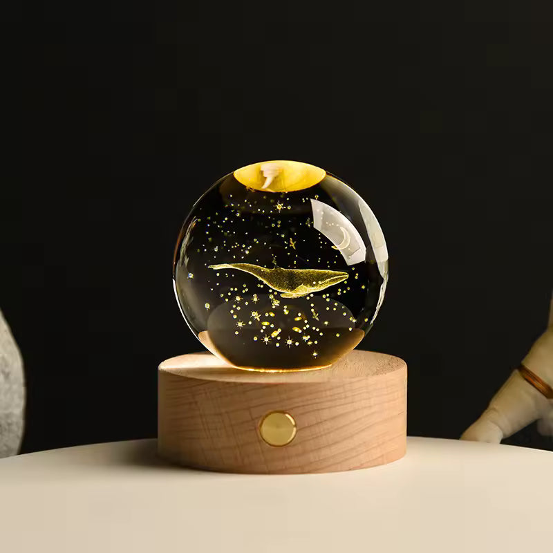 3D Crystal Ball LED Lamp Galaxy Night Light – Saturn Engraved Crystal Lamp for Bedroom Decor, Desk Setup & Gift