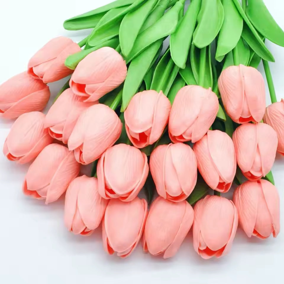 10Pcs Artificial Tulip Flowers – Real Touch Artificial Tulips for Vase, Wedding Decor, DIY Bouquet & Home Decoration