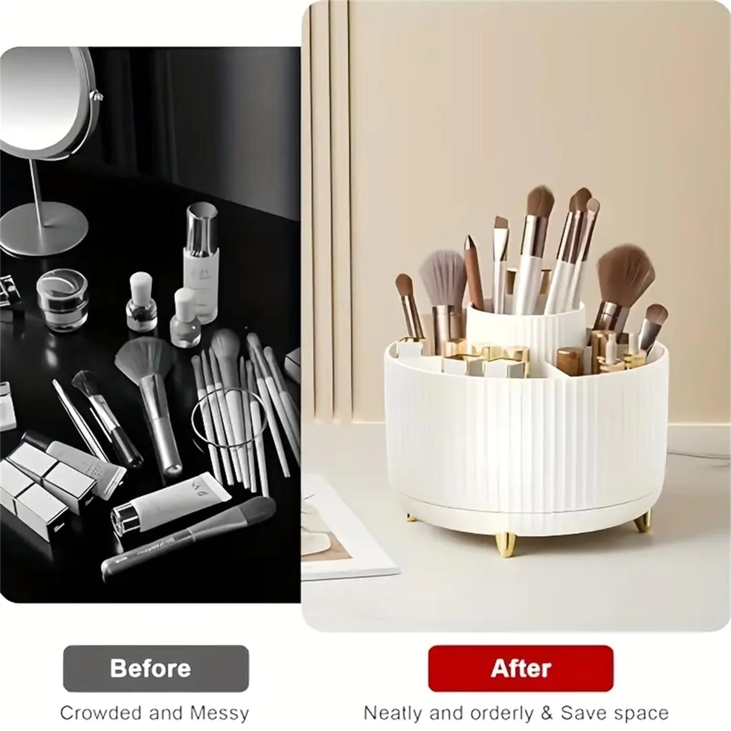 360° Rotating Makeup Organizer – Cosmetic Storage Pakistan | Brush Holder & Vanity Organizer
