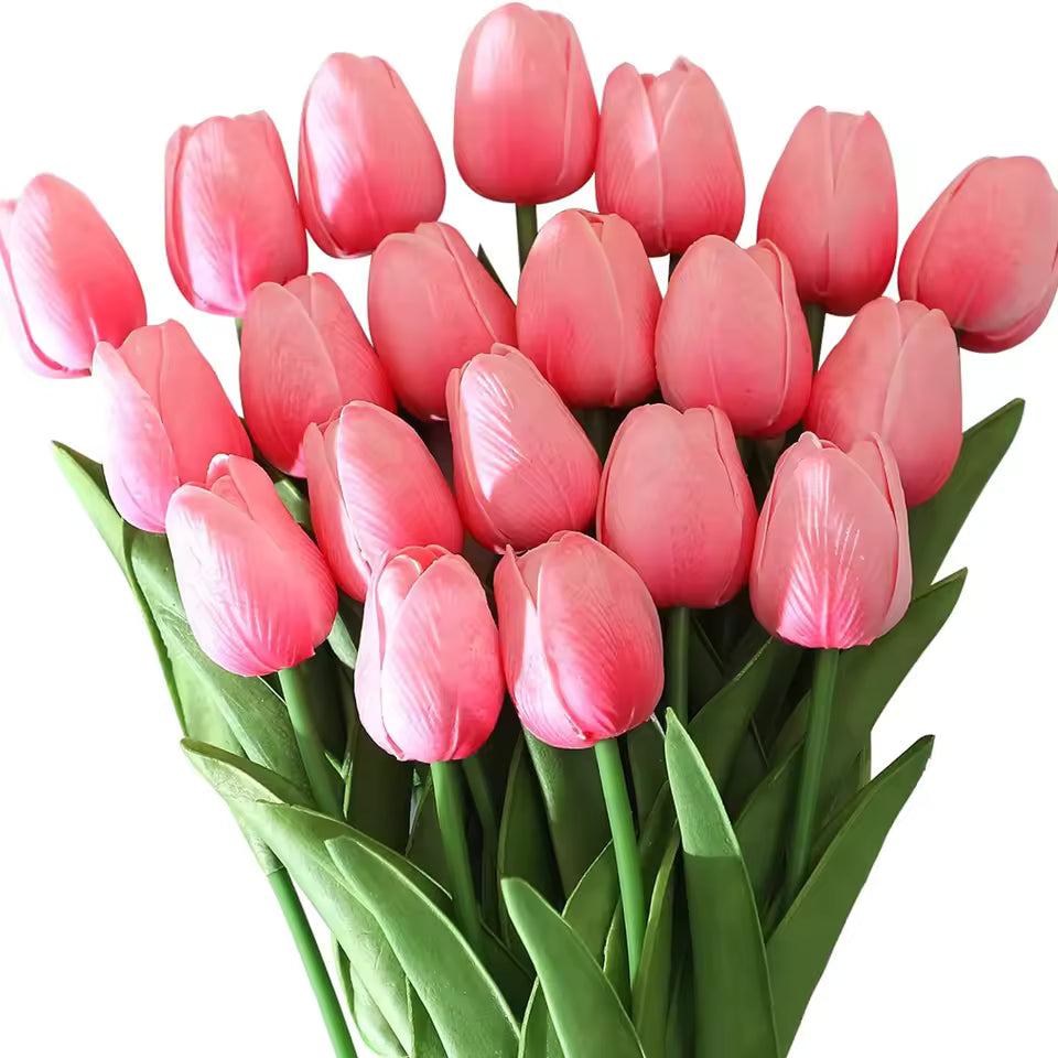 10Pcs Artificial Tulip Flowers – Real Touch Artificial Tulips for Vase, Wedding Decor, DIY Bouquet & Home Decoration