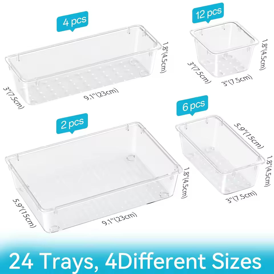 36PCS Drawer Organizer Set – Clear Makeup Storage Pakistan | Bathroom & Dressing Table Organizer