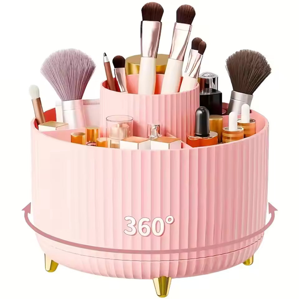 360° Rotating Makeup Organizer – Cosmetic Storage Pakistan | Brush Holder & Vanity Organizer