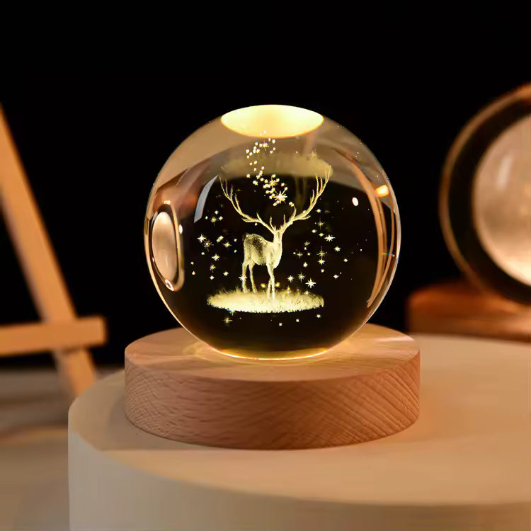 3D Crystal Ball LED Lamp Galaxy Night Light – Saturn Engraved Crystal Lamp for Bedroom Decor, Desk Setup & Gift