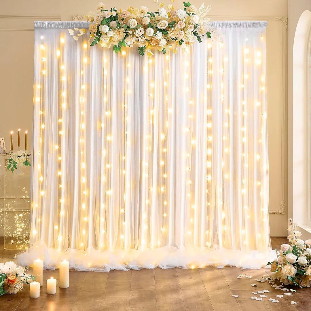 LED Curtain Fairy Lights – Warm White String Lights for Bedroom, Wedding & Ramadan Decor | Pakistan - Home Decor by Maryum