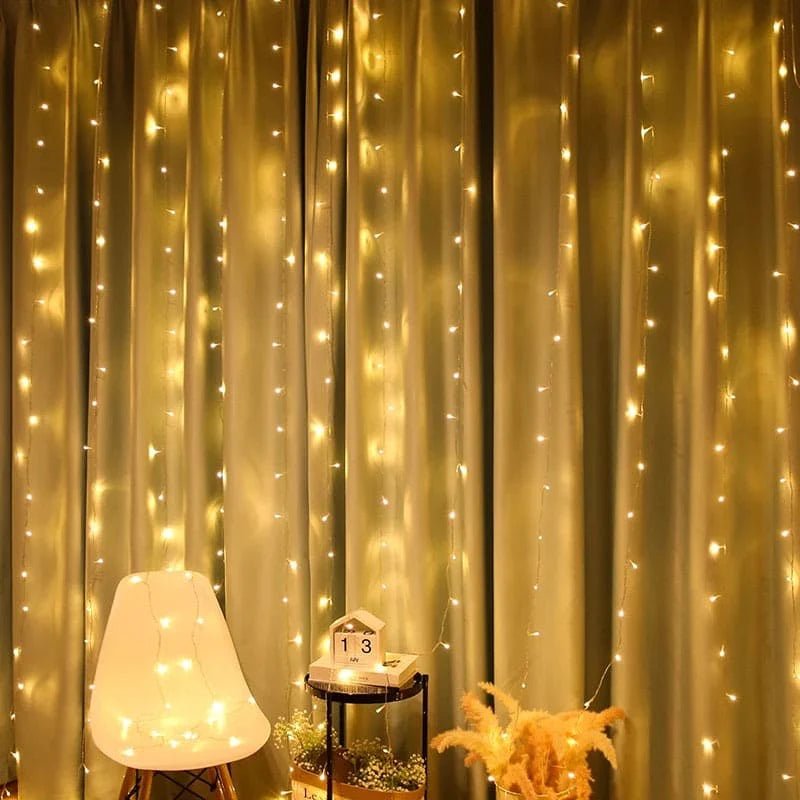 LED Curtain Fairy Lights – Warm White String Lights for Bedroom, Wedding & Ramadan Decor | Pakistan - Home Decor by Maryum