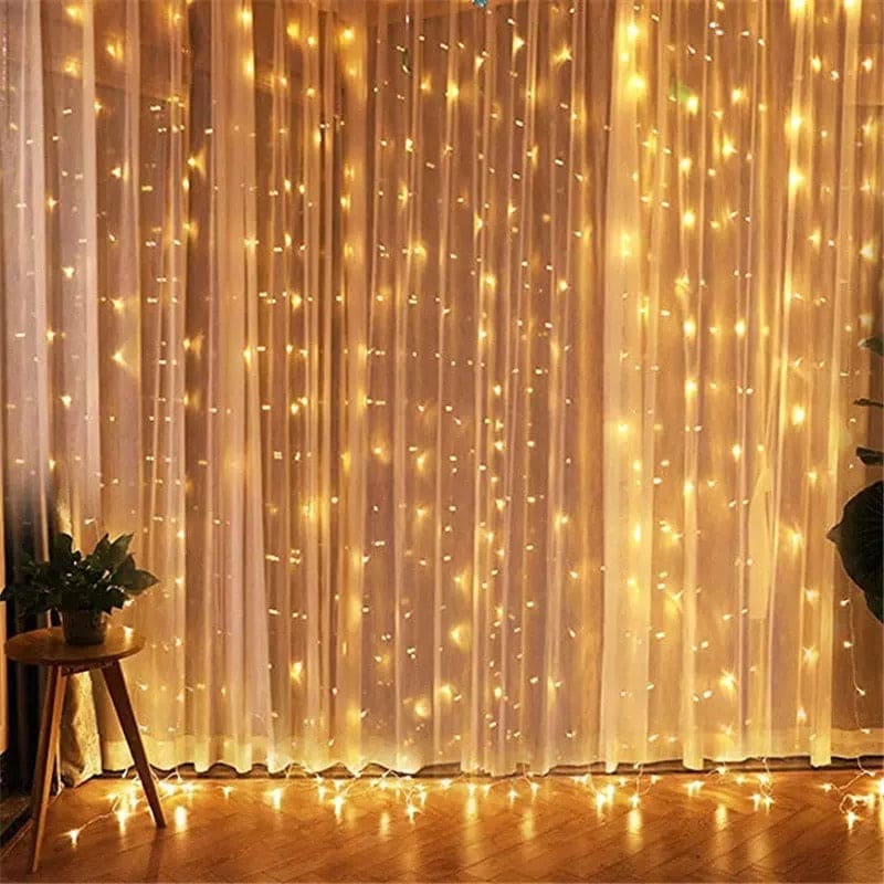 LED Curtain Fairy Lights – Warm White String Lights for Bedroom, Wedding & Ramadan Decor | Pakistan - Home Decor by Maryum