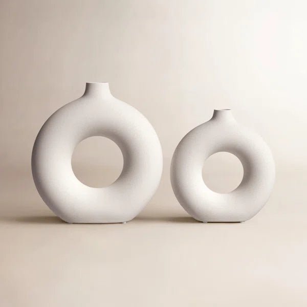 Minimalist Fiber Donut Vase – Modern Aesthetic Home Decor Vase Pakistan | Nordic Style - Home Decor by Maryum