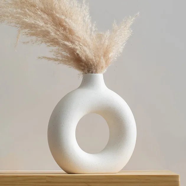 Minimalist Fiber Donut Vase – Modern Aesthetic Home Decor Vase Pakistan | Nordic Style - Home Decor by Maryum