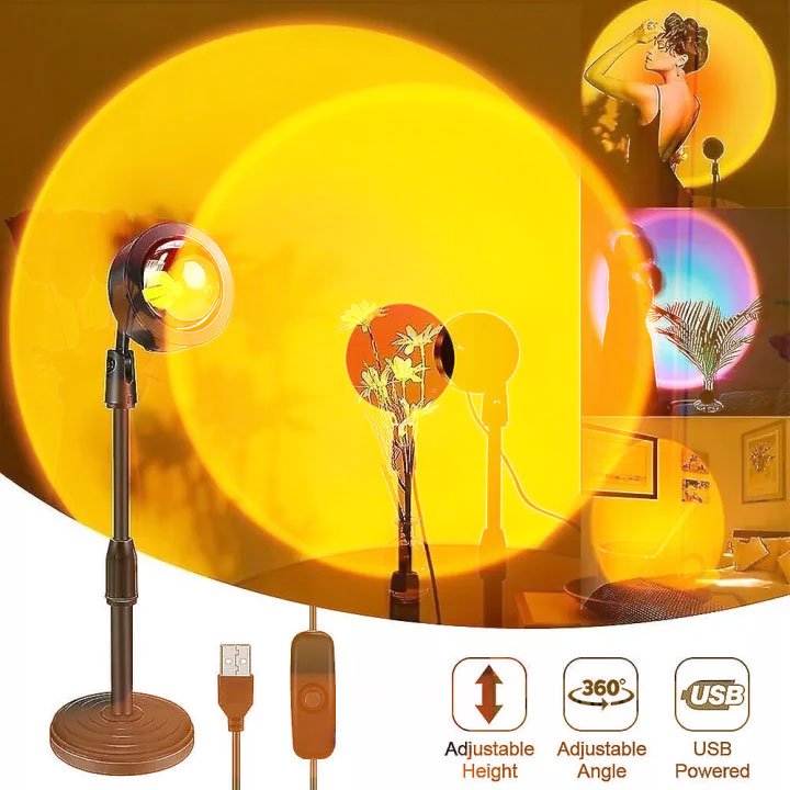 Sunset Projection Lamp RGB 16 Colors – Aesthetic Room Light with Remote | TikTok Viral Lamp Pakistan - Home Decor by Maryum
