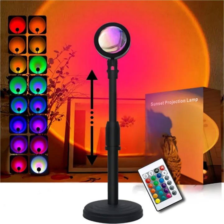 Sunset Projection Lamp RGB 16 Colors – Aesthetic Room Light with Remote | TikTok Viral Lamp Pakistan - Home Decor by Maryum