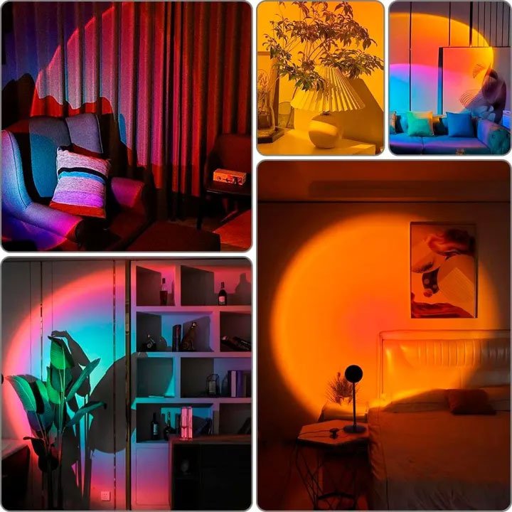 Sunset Projection Lamp RGB 16 Colors – Aesthetic Room Light with Remote | TikTok Viral Lamp Pakistan - Home Decor by Maryum